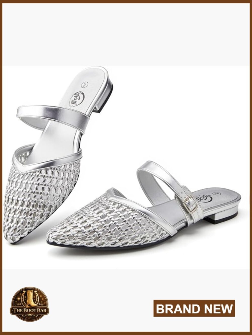 Pointed Toe Woven Mules with Adjustable Strap Cutout Loafers Slip On Dressy